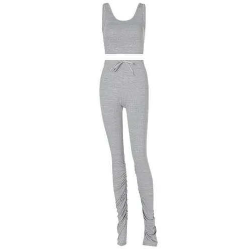 Tank Top And Stacked Pants 2 Piece Set Women Casual Sportswear