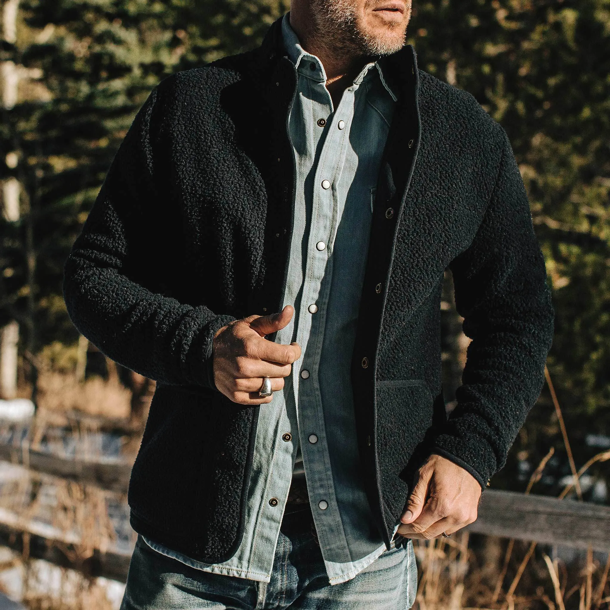 The Port Jacket in Navy Sherpa