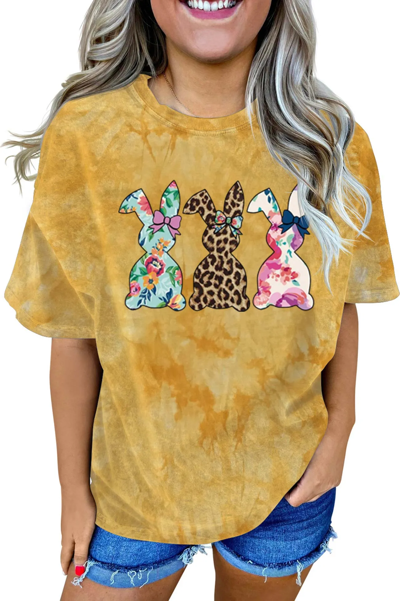 Tie-dyed Rabbit Graphic T-shirt