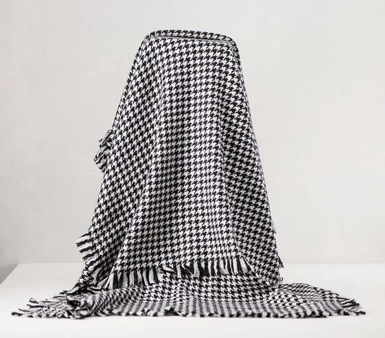 VIGROCK W&B Plaid Blanket Scarf for Women