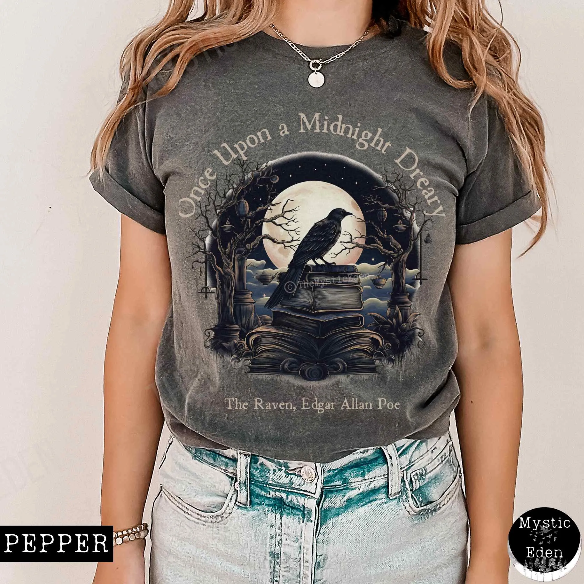 Vintage Edgar Allan Poe Shirt - Once upon a midnight dreary