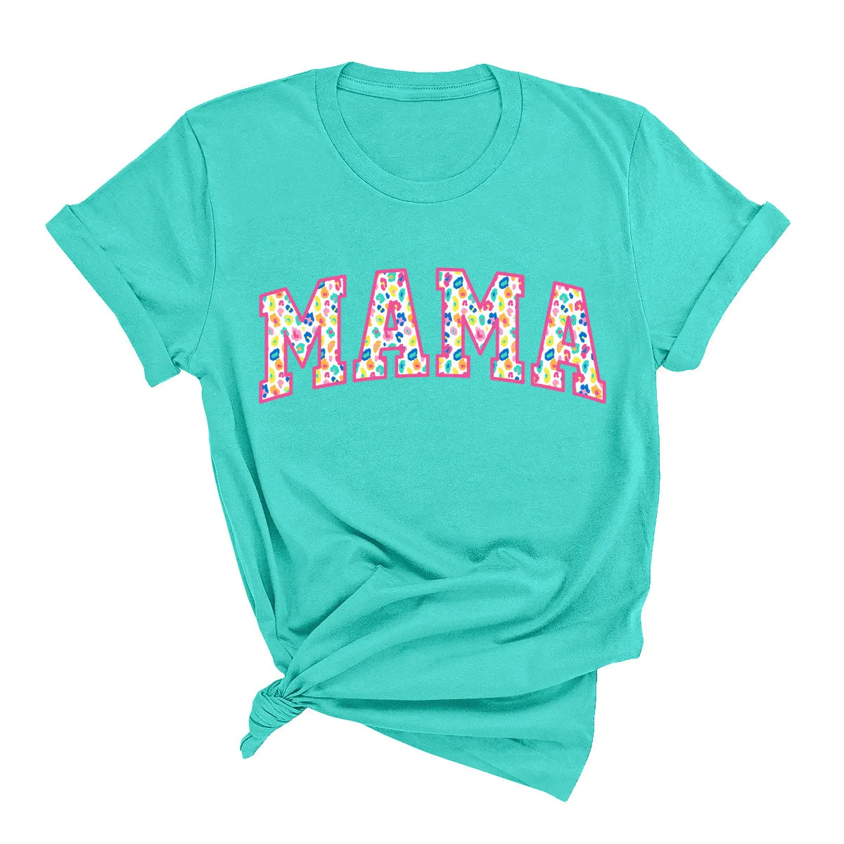 Viv & Lou Fun Leopard MAMA T-Shirt - Heathered Mint