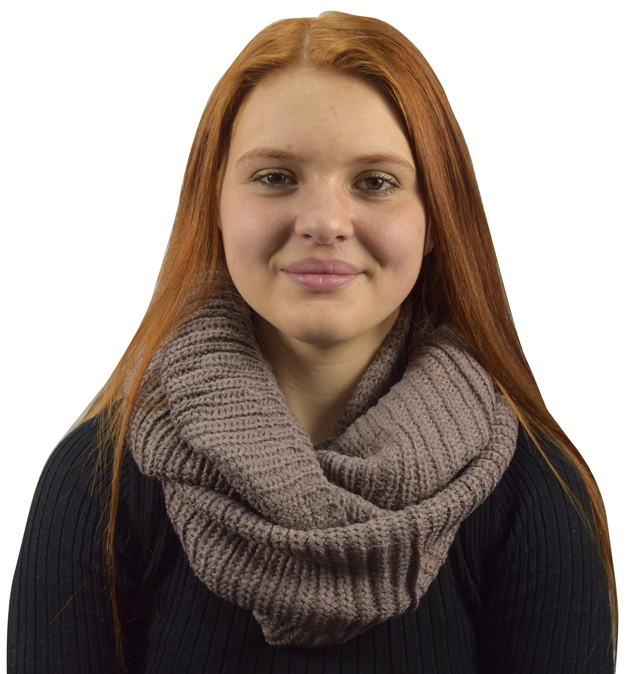 Warm Chunky Hand Made Thick Ribbed Knitted Infinity loop Scarves