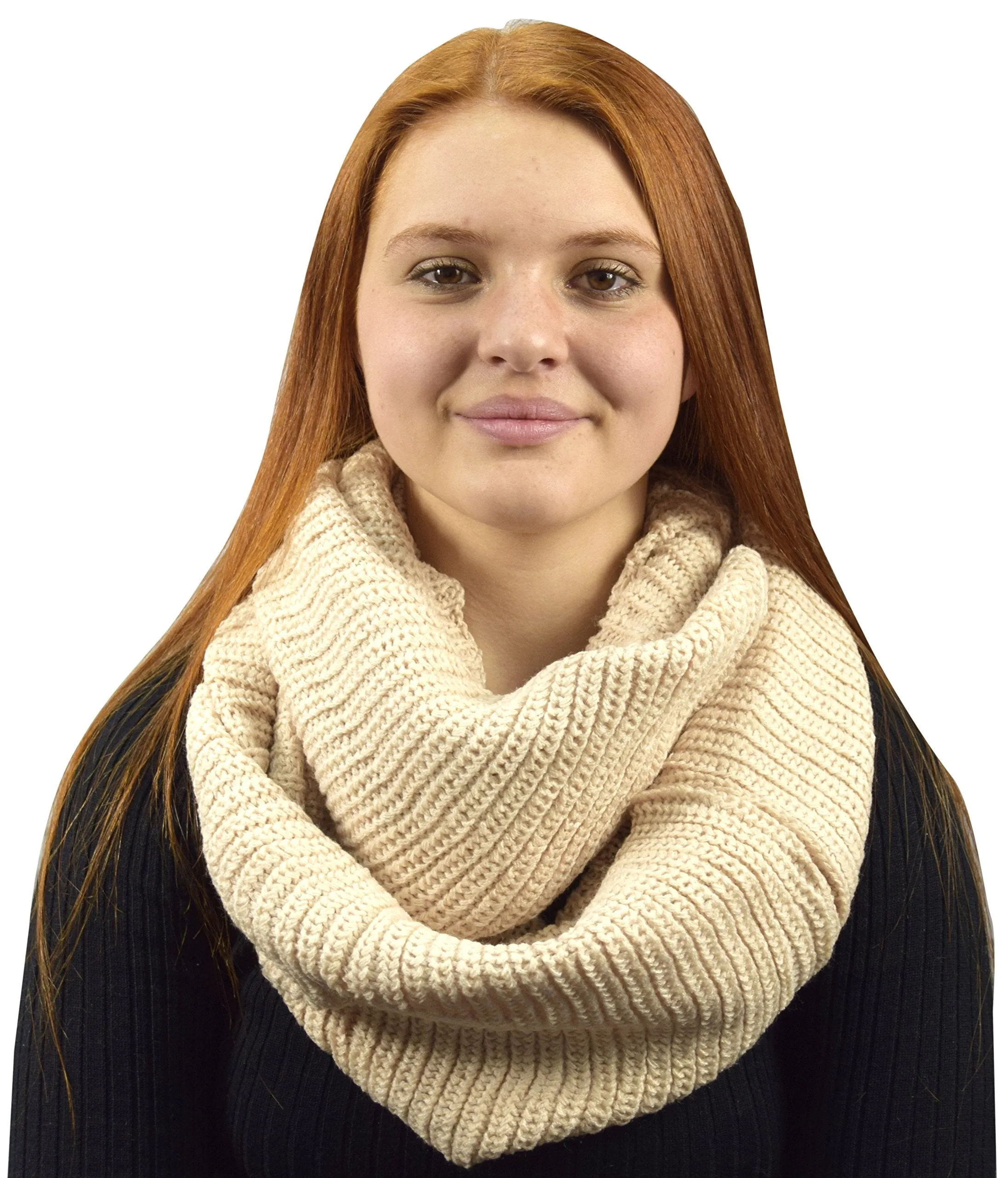 Warm Chunky Hand Made Thick Ribbed Knitted Infinity loop Scarves