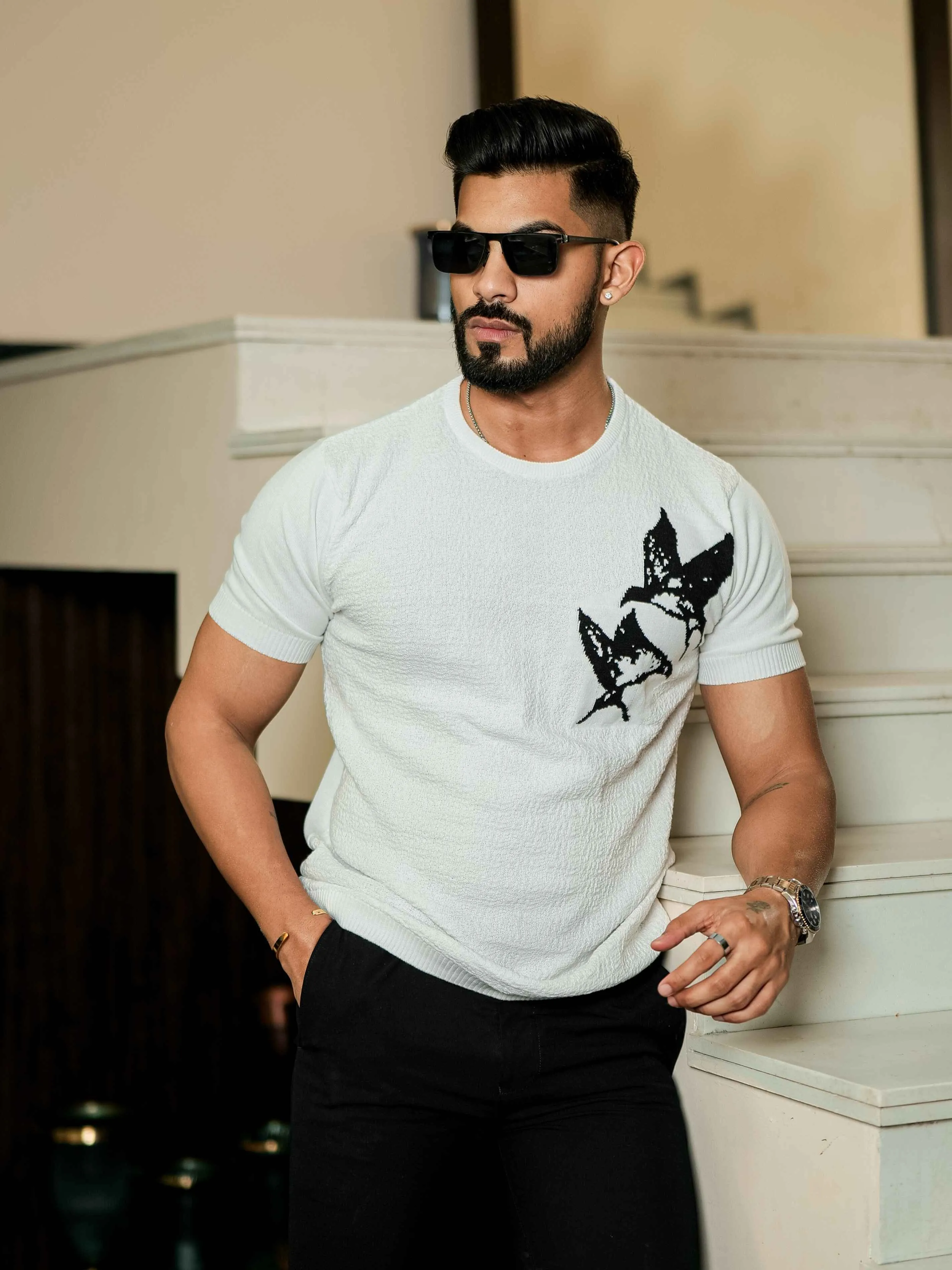 White Cotton Half Sleeve Premium T Shirt