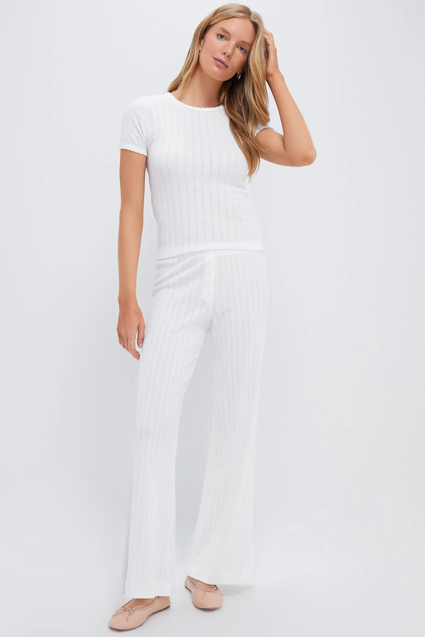 White Pointelle Boxer Pants