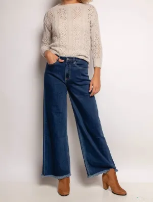 Wide Leg Dark Denim Flared Jeans