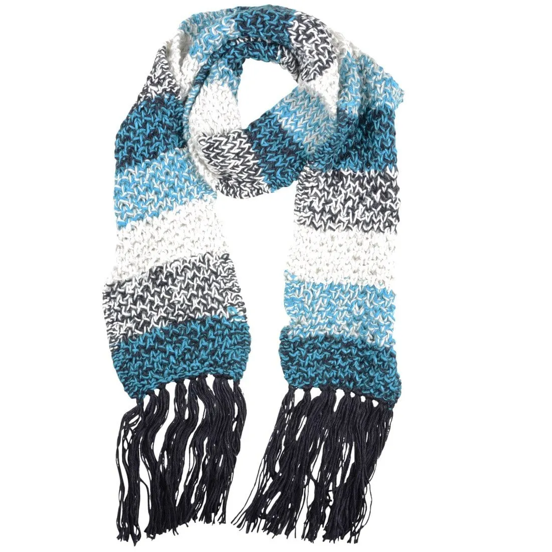 Womens Ontario Chunky Knit Scarf With Long Fringe Tassels