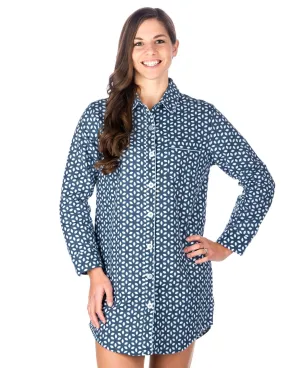 Women's Premium 100% Cotton Flannel Long Sleeve Sleep Shirt