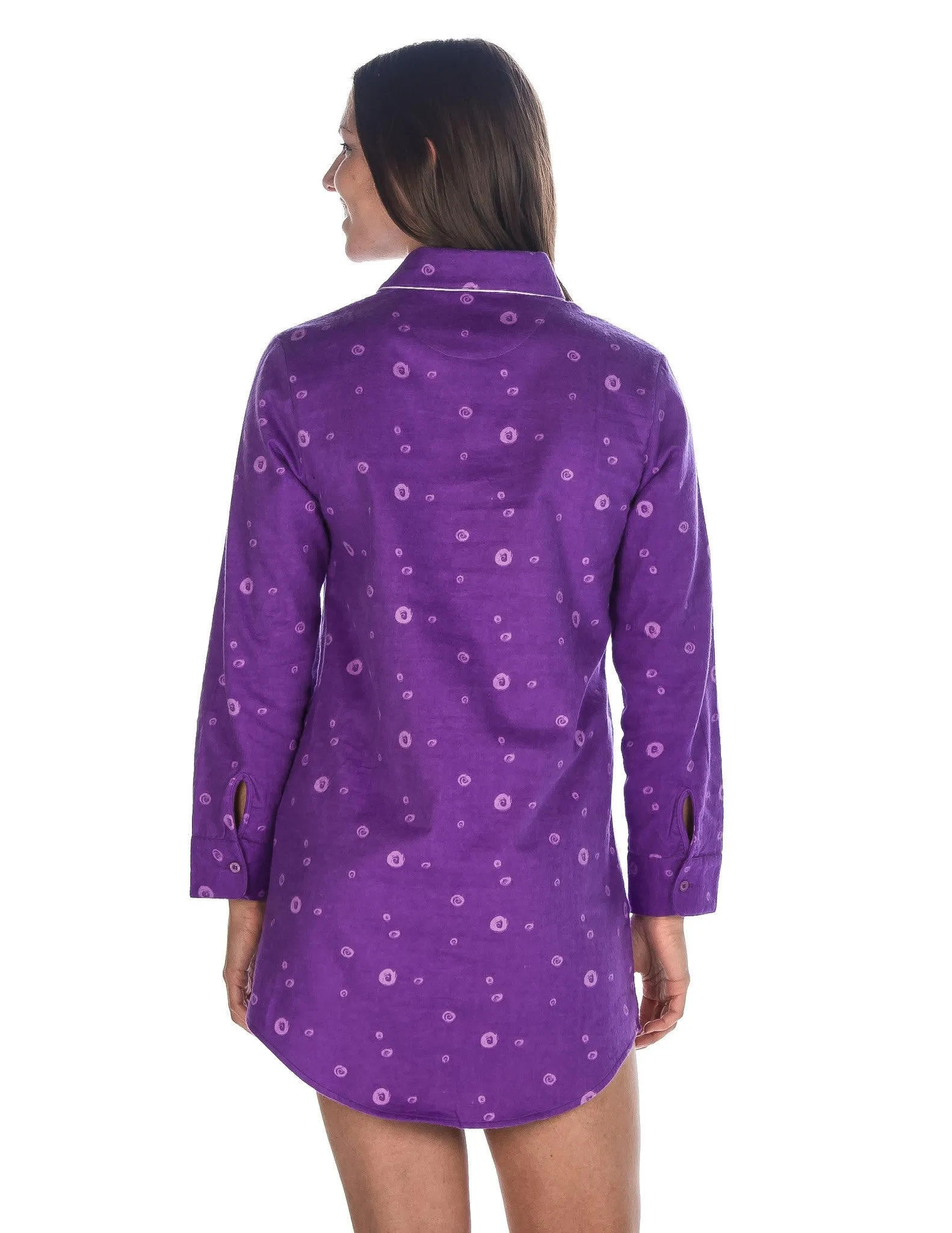 Women's Premium 100% Cotton Flannel Long Sleeve Sleep Shirt