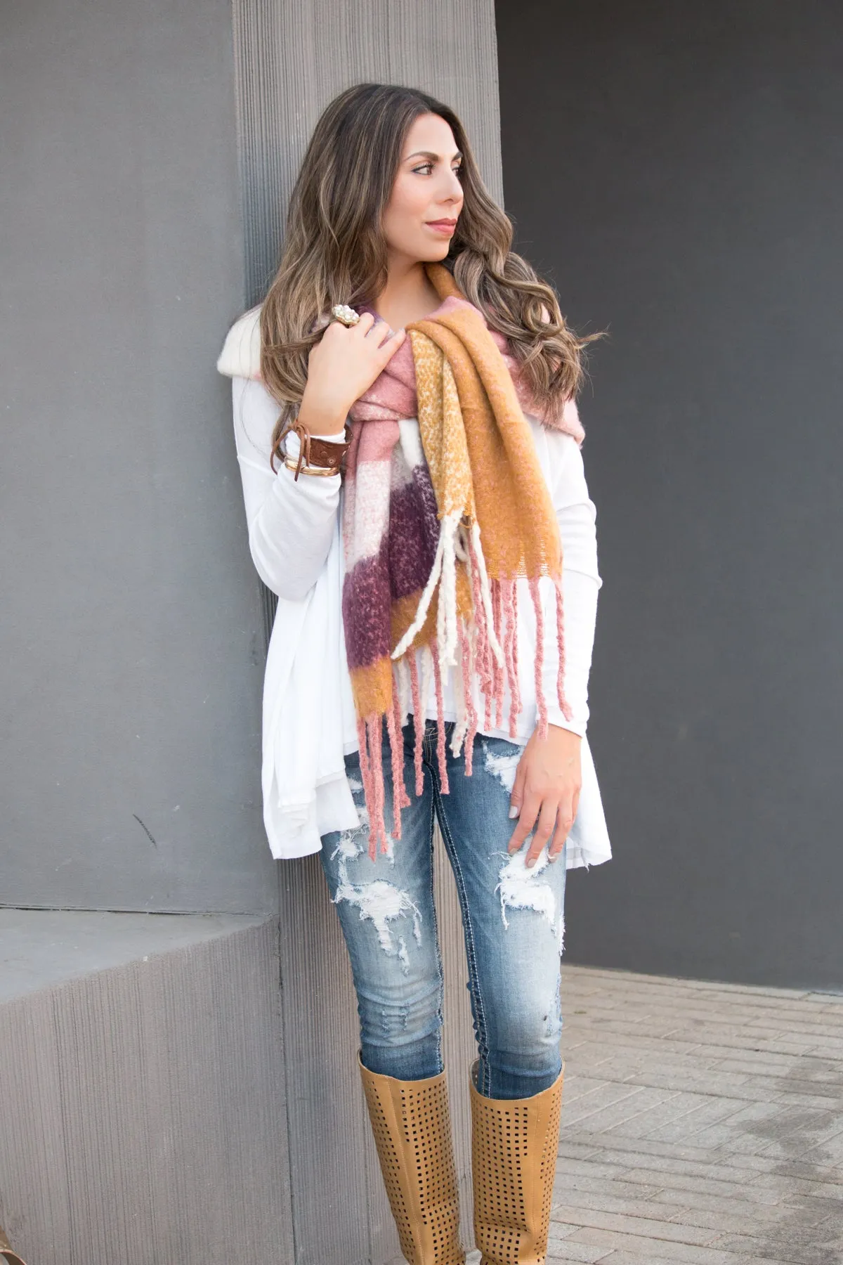 Wool Blend Tassel Scarf