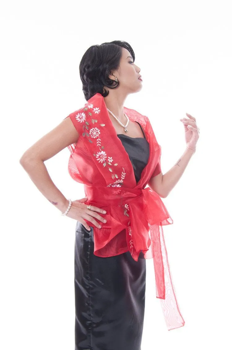 WS12 - MADE-TO-ORDER - Filipiniana Wrap-Around Red with Gown