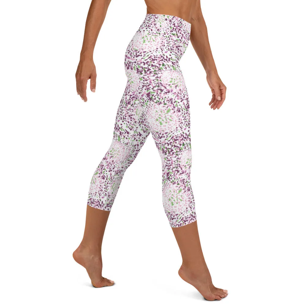 Yoga Capri Leggings Abstract Floral Print