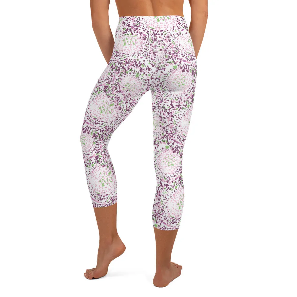 Yoga Capri Leggings Abstract Floral Print