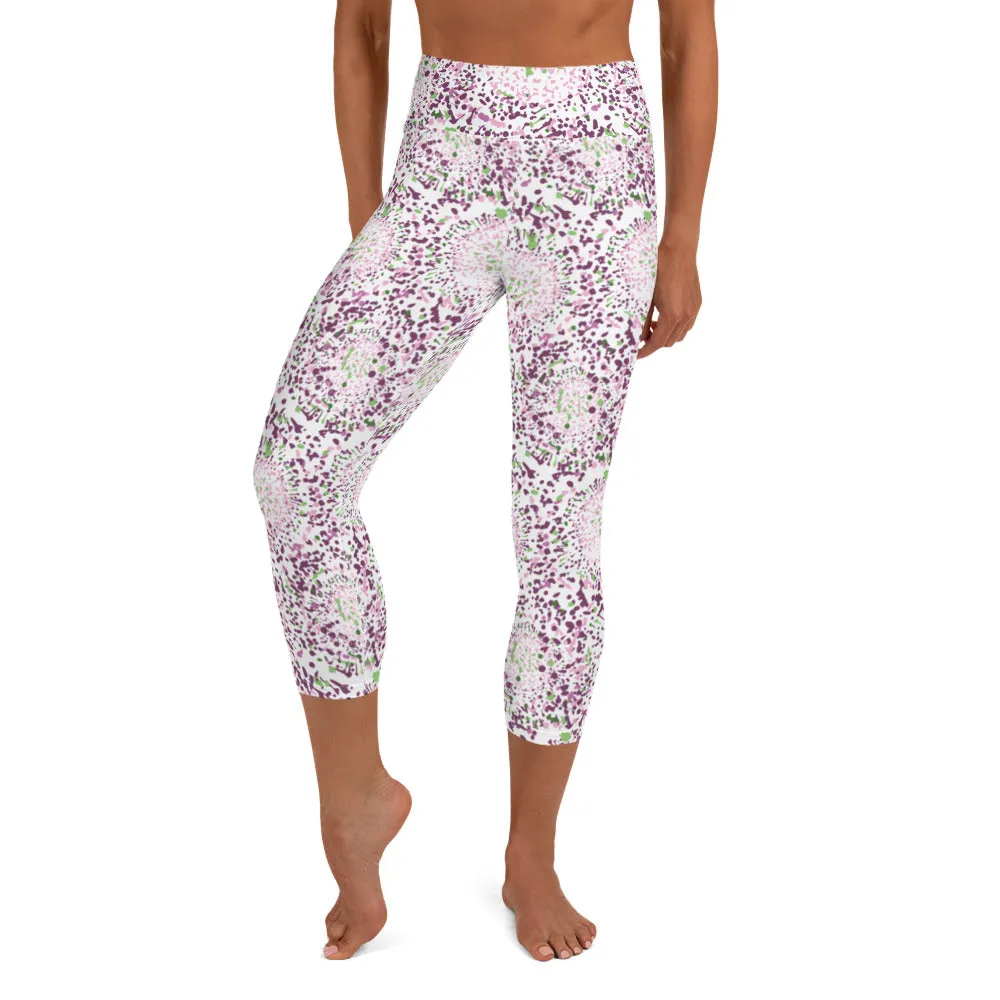 Yoga Capri Leggings Abstract Floral Print