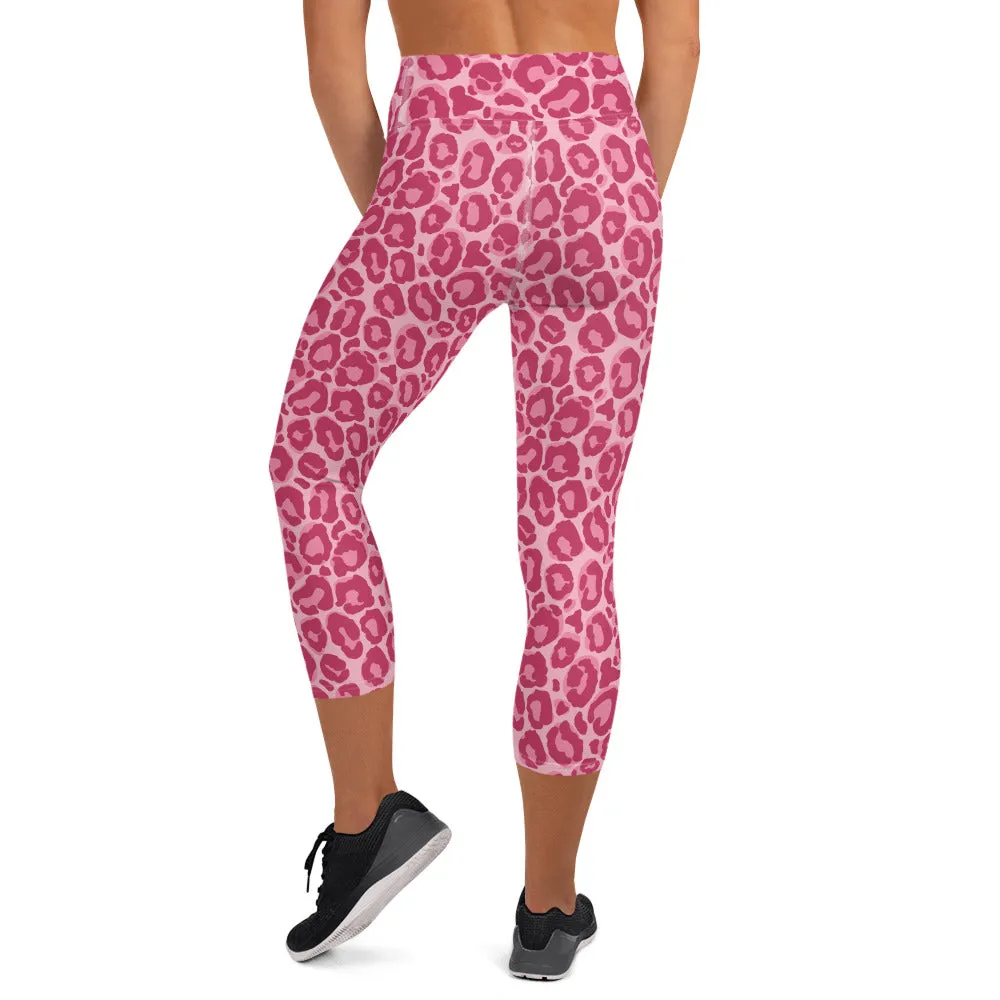 Yoga Capri Leggings Pink Leopard