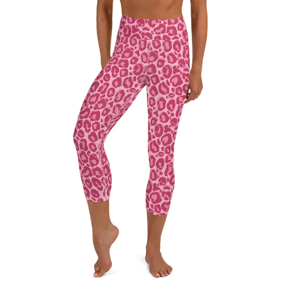 Yoga Capri Leggings Pink Leopard