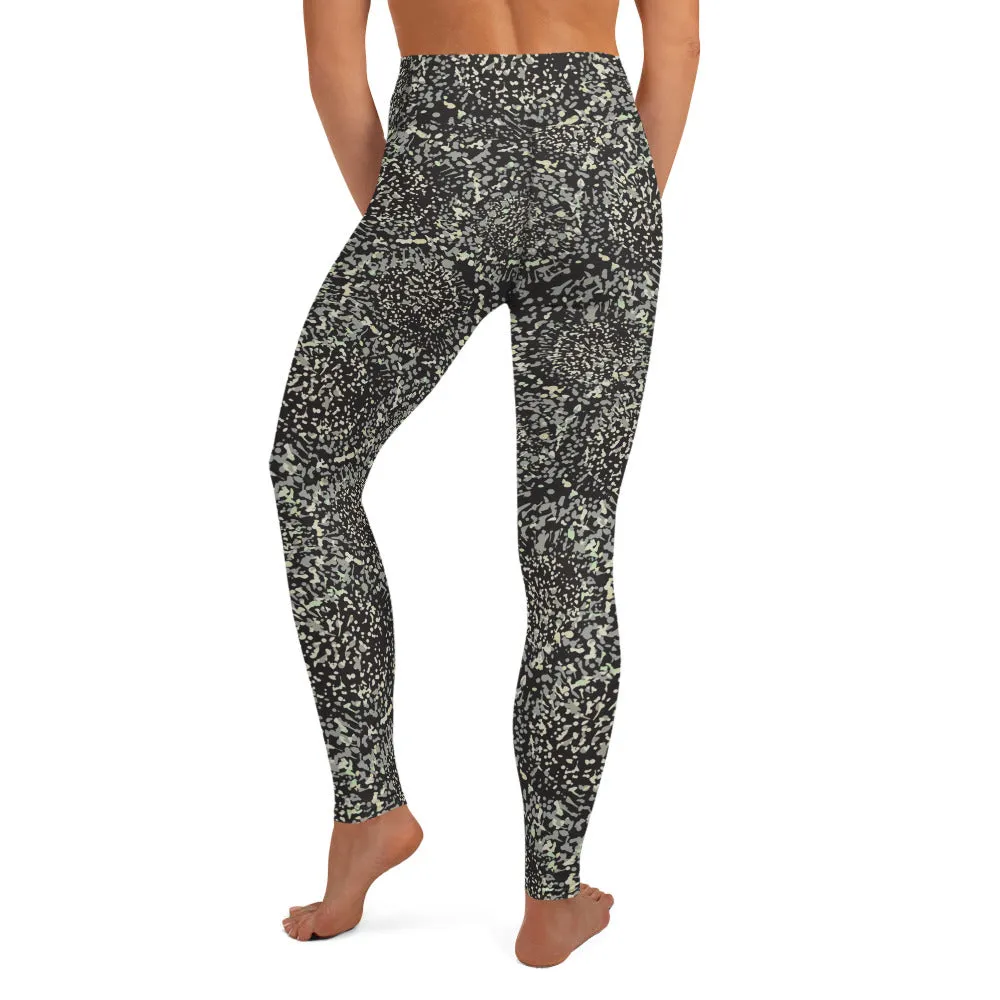 Yoga Leggings in Grey Abstract Floral Print