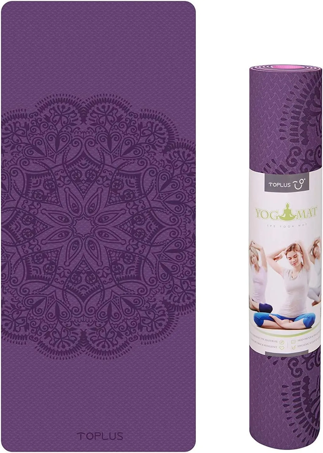 Yoga Mat - Eco-Friendly Non-Slip Fitness Exercise Mat with Carrying Strap-for Yoga, Pilates and Floor Exercises