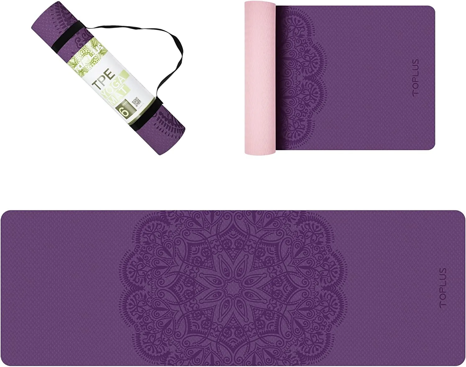 Yoga Mat - Eco-Friendly Non-Slip Fitness Exercise Mat with Carrying Strap-for Yoga, Pilates and Floor Exercises