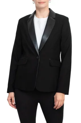 Zac & Rachel notched collar long sleeve one button closure stretch crepe blazer