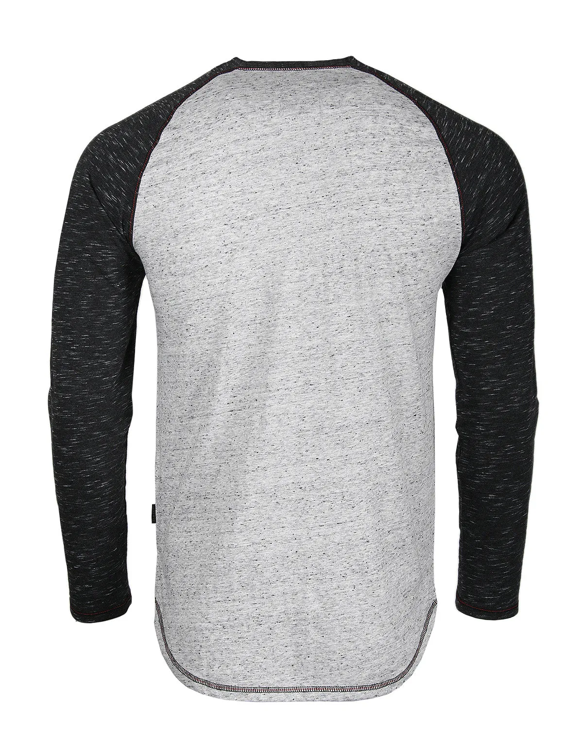 ZIMEGO Long Sleeve Contrast Raglan Henley V-Neck T-Shirts HEATHER DOT